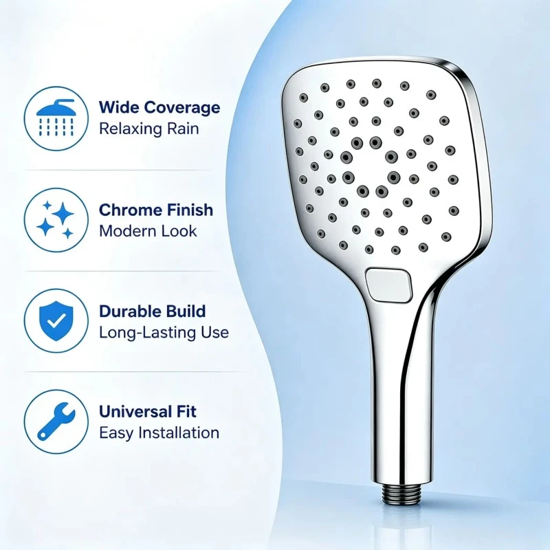 Vòi sen tiết kiệm nước áp lực cao đầy đủ nút Chrome